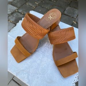 Vince Camuto Women's Shamira Woven Leather Sandal Heeled, Canyon Color, Size 11M